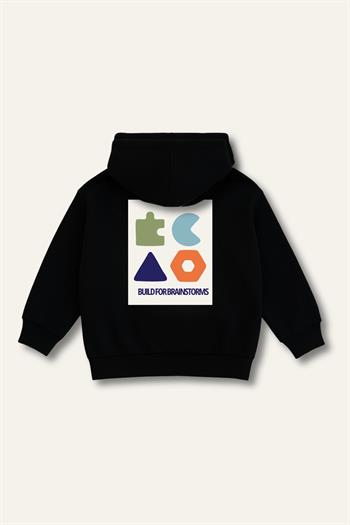Erkek Çocuk Kapşonlu Kanguru Cepli Sweatshirt - Siyah