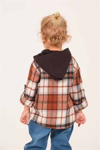 Erkek Çocuk Kapüşonlu Oduncu Gömlek - Kahve Eks