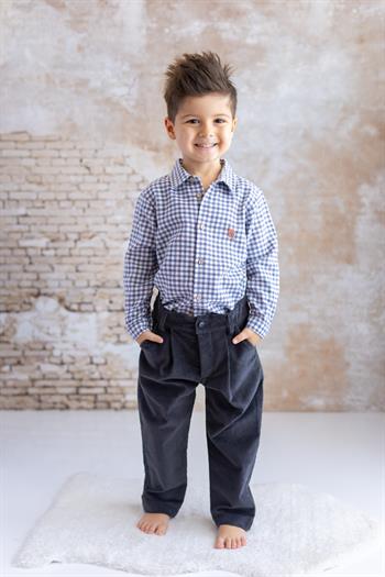 Erkek Çocuk Kareli Gömlek - Mavi Ekose