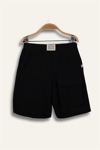 Erkek Çoçuk Kargo Çepli Kısa Şort - Siyah
