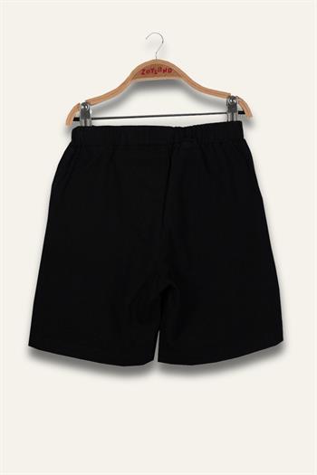 Erkek Çoçuk Kargo Çepli Kısa Şort - Siyah