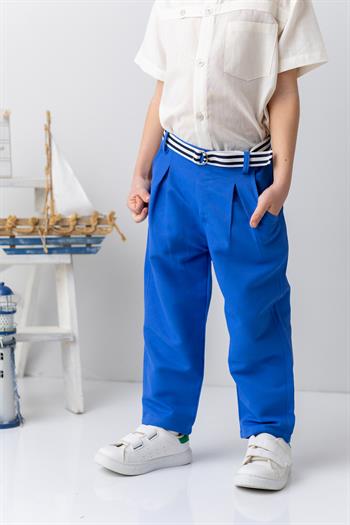 Erkek Çocuk Kemerli Gabardin Pantolon - Sax