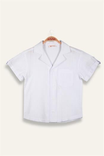 Erkek Çocuk Keten Gömlek - Beyaz