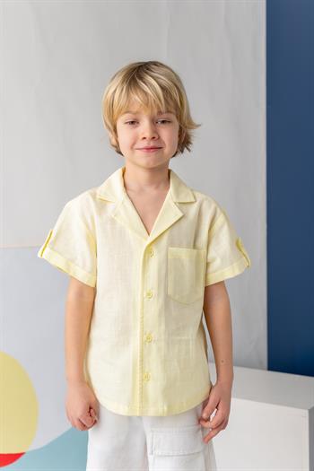 Erkek Çocuk Keten Gömlek - Sarı