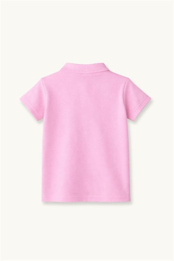 Kız Erkek  Çocuk Kısa Kollu Polo Yaka Tshirt  - Pembe
