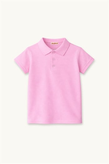 Kız Erkek  Çocuk Kısa Kollu Polo Yaka Tshirt  - Pembe