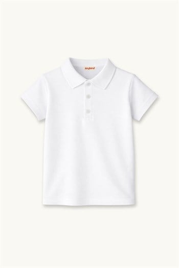 Kız Erkek  Çocuk Kısa Kollu Polo Yaka Tshirt  - Beyaz