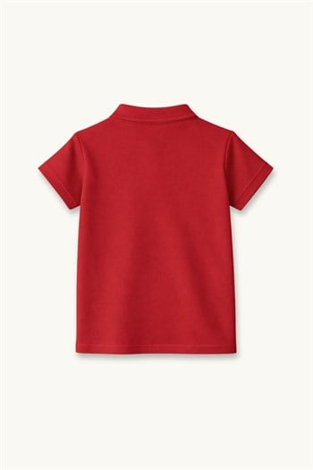 Kız Erkek  Çocuk Kısa Kollu Polo Yaka Tshirt  - Kırmızı