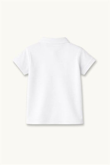 Kız Erkek  Çocuk Kısa Kollu Polo Yaka Tshirt  - Beyaz