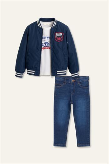 Erkek Çocuk Kolej Montlu 3lü Takım  - Lacivert