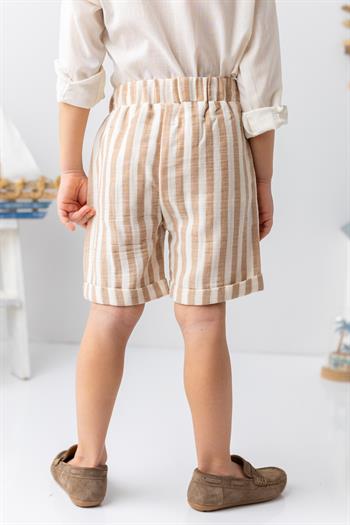 Erkek Çocuk Müslin Şort - Bej