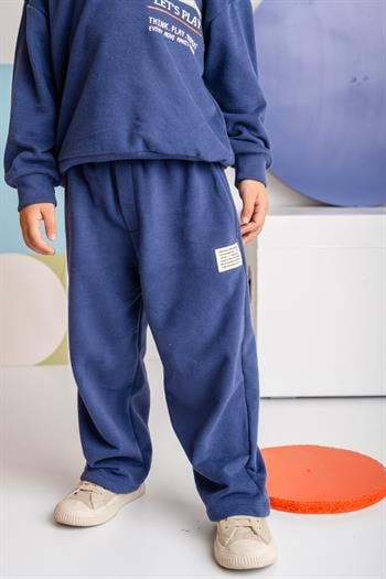 Erkek Çocuk Ribanalı Paça Fırçalı Tek Alt - Lacivert