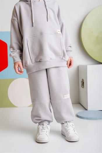 Erkek Çocuk Ribanalı Paça Fırçalı Tek Alt - Gri