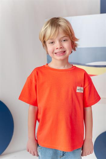 Erkek Çoçuk Sörf Baskılı T-Shirt - Coral