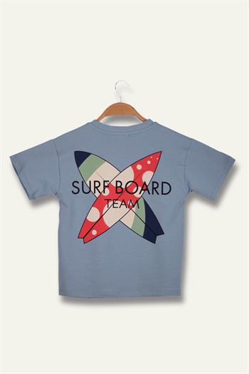 Erkek Çoçuk Sörf Baskılı T-Shirt - Mavi