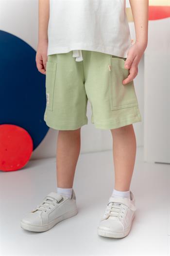 Erkek Çocuk Yandan Çepli Kısa Şort - Yeşil