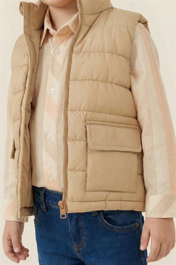 Erkek Çocuk Yelekli 3lü Takım  - Beige