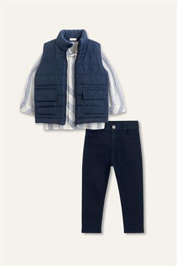 Erkek Çocuk Yelekli 3lü Takım  - Lacivert