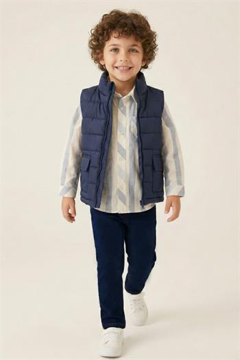 Erkek Çocuk Yelekli 3lü Takım  - Lacivert