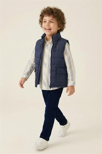 Erkek Çocuk Yelekli 3lü Takım  - Lacivert