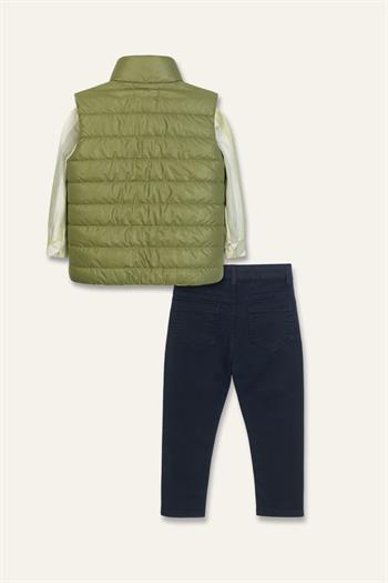 Erkek Çocuk Yelekli 3lü Takım  - Yeşil