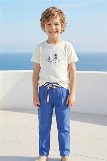 Erkek Çocuk Nakışlı T-shirt  - Ekru