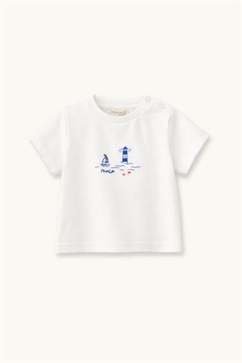 Erkek Çocuk Nakışlı T-shirt  - Ekru