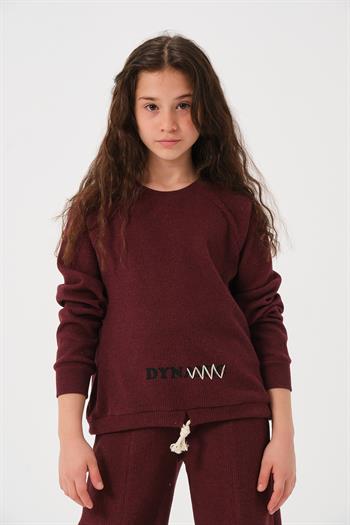 Genç Kız Çocuk Baskılı Sweatshirt - Bordo