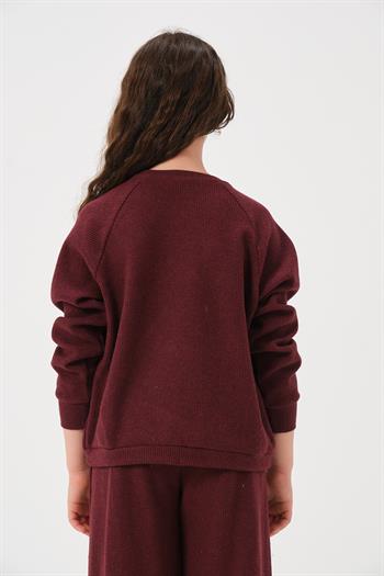 Genç Kız Çocuk Baskılı Sweatshirt - Bordo