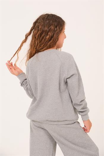 Genç Kız Çocuk Baskılı Sweatshirt - Gri