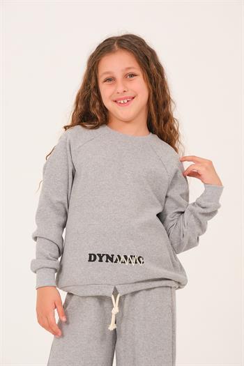 Genç Kız Çocuk Baskılı Sweatshirt - Gri