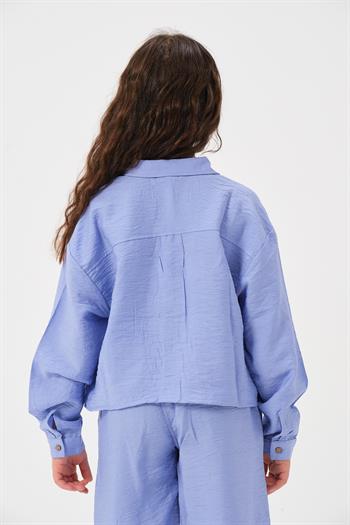 Genç Kız Çocuk Cepli Uzun Kollu Gömlek