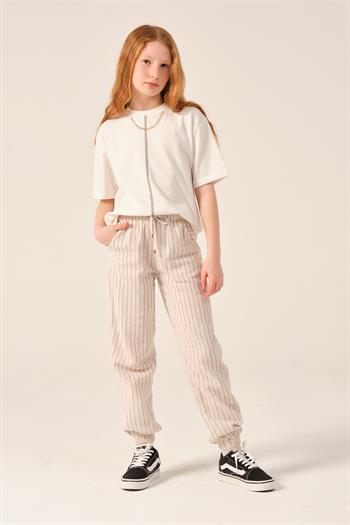 Genç Kız Çocuk Çizgili Jogger Pantolon