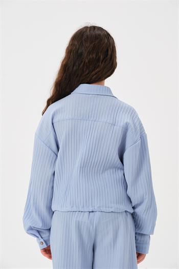 Genç Kız Çocuk Dantel Cep Detaylı Uzun Kollu Gömlek