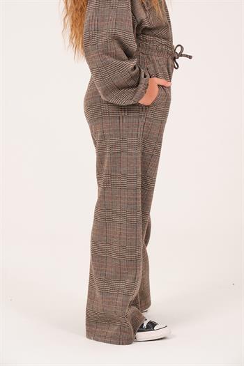 Genç Kız Çocuk Desenli Bol Paça Pantolon - Kahve