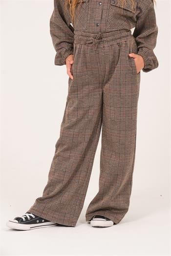 Genç Kız Çocuk Desenli Bol Paça Pantolon - Kahve