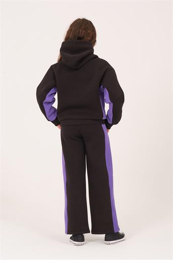 Genç Kız Çocuk Garnili Eşofman Altı - Siyah