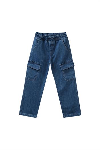 Genç Kız Çocuk Kargo Cepli Jean Pantolon - Denim