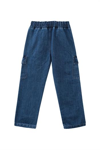 Genç Kız Çocuk Kargo Cepli Jean Pantolon - Denim