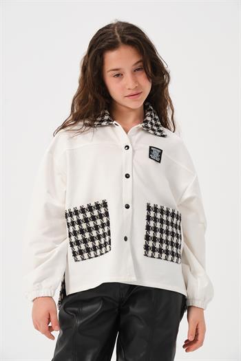 Genç Kız Çocuk Kazayağı Desenli Gömlek - Skasar