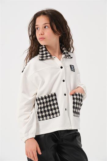 Genç Kız Çocuk Kazayağı Desenli Gömlek - Skasar