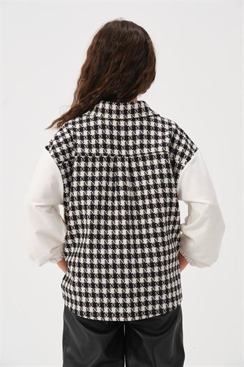 Genç Kız Çocuk Kazayağı Desenli Gömlek - Skasar