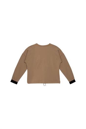 Genç Kız Çocuk Nakış Detaylı Sweatshirt - Bej