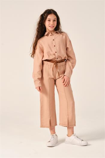 Genç Kız Çocuk Uzun Kollu Crop Gömlek