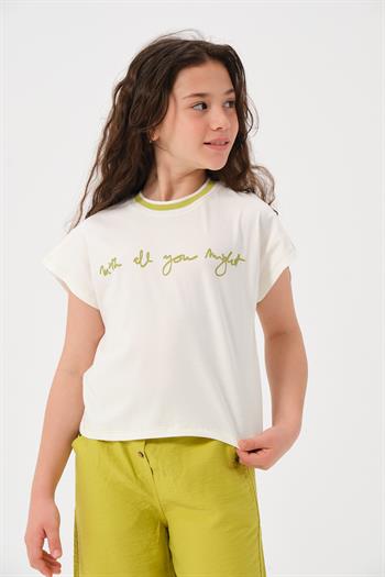 Genç Kız Çocuk Yazı Baskılı T-shirt