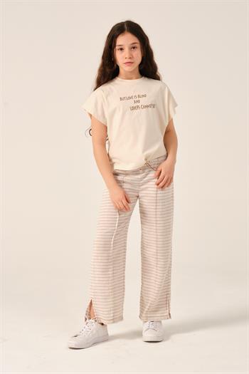 Genç Kız Çocuk Yazı Baskılı T-shirt