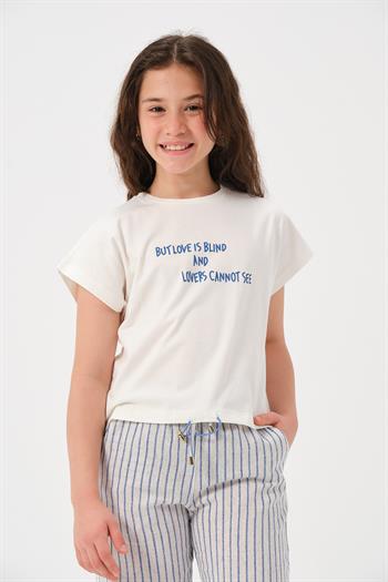 Genç Kız Çocuk Yazı Baskılı T-shirt