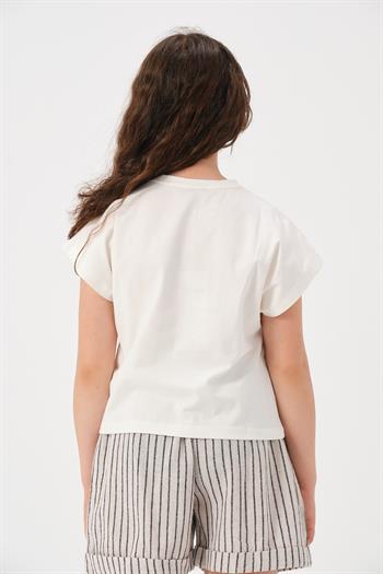 Genç Kız Çocuk Yazı Baskılı T-shirt