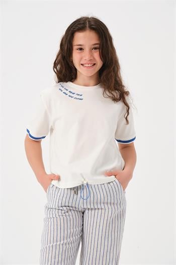 Genç Kız Çocuk Yazı Baskılı T-shirt