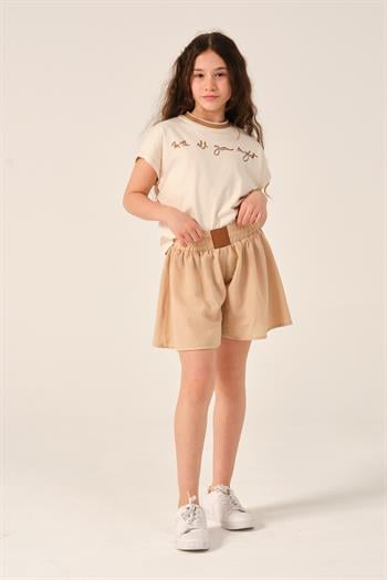 Genç Kız Çocuk Yazı Baskılı T-shirt